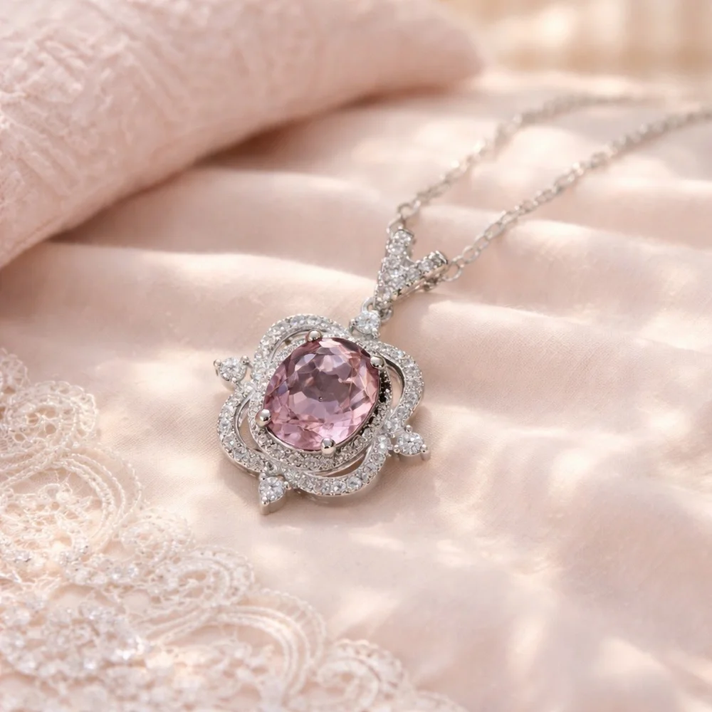 Victorian Design Color Change Diaspore Pendant Sterling Silver - Picture 2 of 11